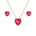 Conjunto Dourado de Coração Vermelho